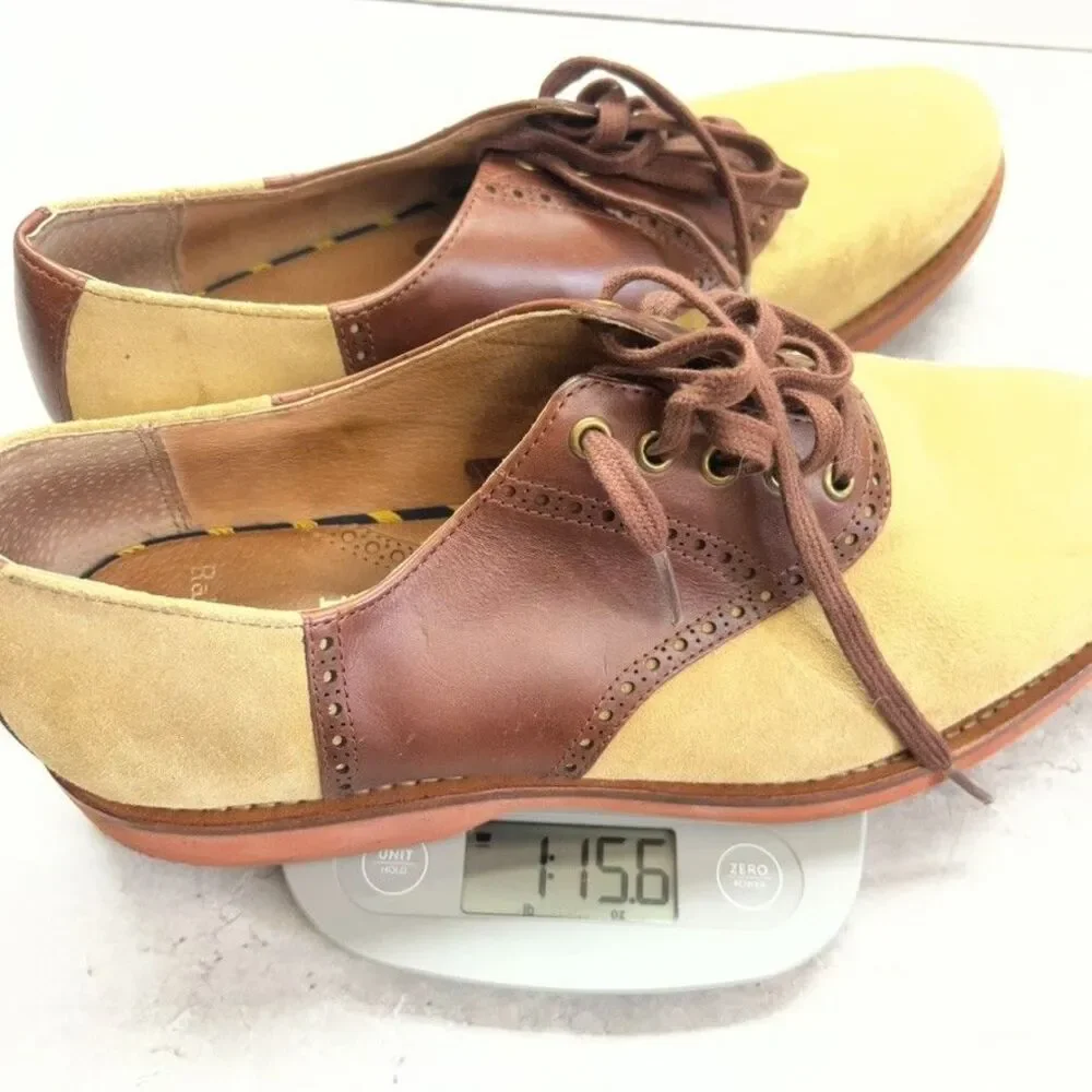 Polo Ralph Lauren Rhett Saddle Tan Brown Leather Oxford Shoes Mens Size 9D